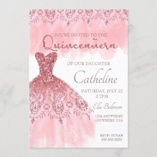 Quinceanera Invitation blush pink 15th birthday