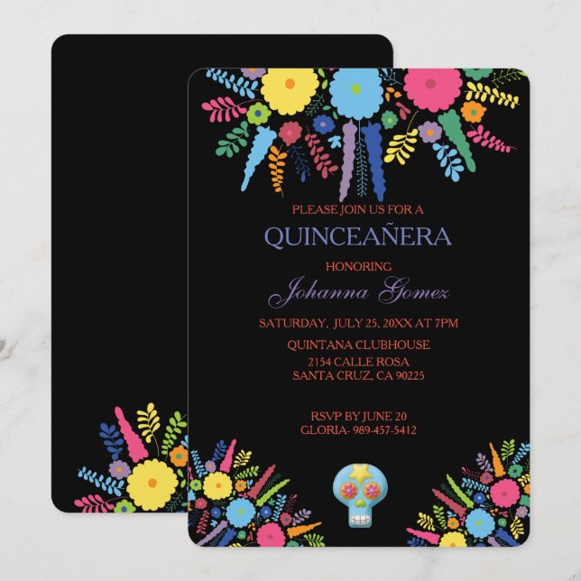 QUINCEAÑERA INVITATION DIA DE LOS MUERTOS (Front/Back)