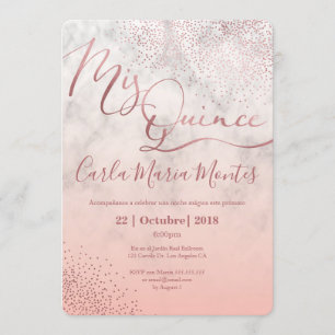 Quinceanera invitation Faux rose gold, quince