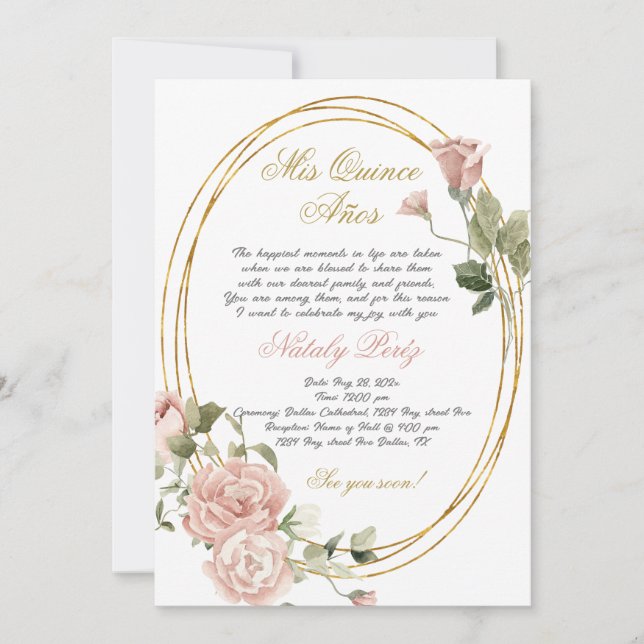 Quinceanera invitation in English (Front)