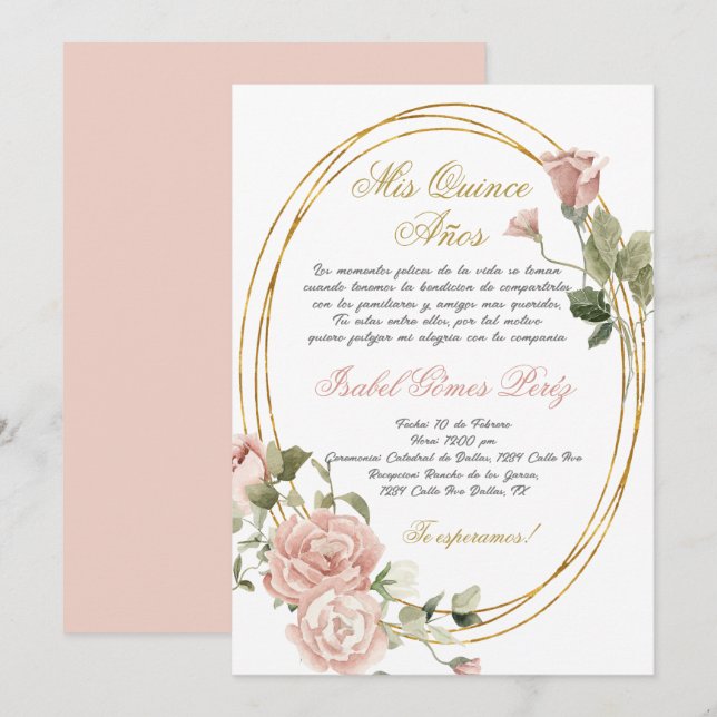 Quinceanera invitation in Spanish (Front/Back)