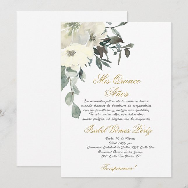 Quinceanera invitation in Spanish (Front/Back)