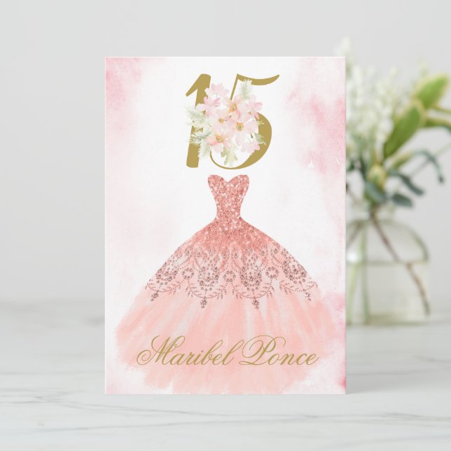 Quinceanera invitation in Spanish (Standing Front)