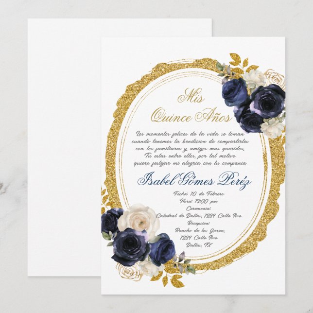 Quinceanera invitation in Spanish (Front/Back)