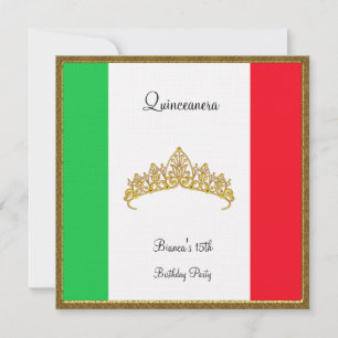 Quinceanera Invitation Mexico Flag