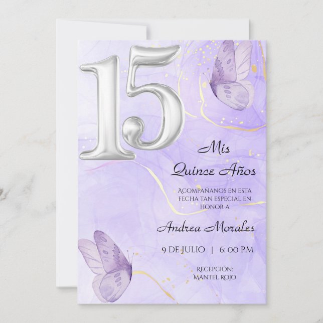 Quinceañera invitation, Mis Quince 15 años Invitation (Front)