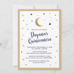Quinceanera Invitation Moon and Stars