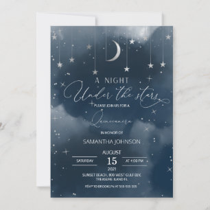 Quinceanera Invitation, Moon and Stars Quinceañera Invitation