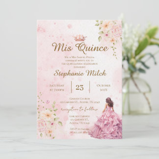 Quinceanera Invitation pink floral