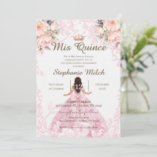 Quinceanera Invitation pink floral