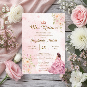 Quinceanera Invitation pink floral