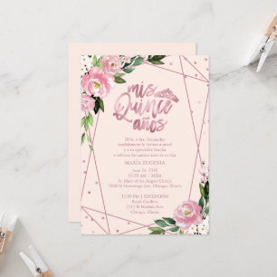 Quinceanera Invitation Spanish Blush Rose Gold