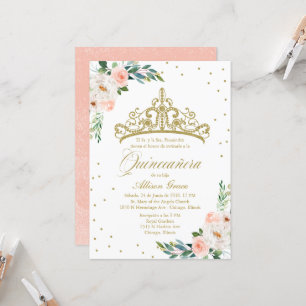 Quinceanera Invitation Spanish Gold Tiara Blush