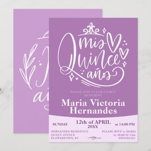 Quinceañera invitation template (Front/Back)
