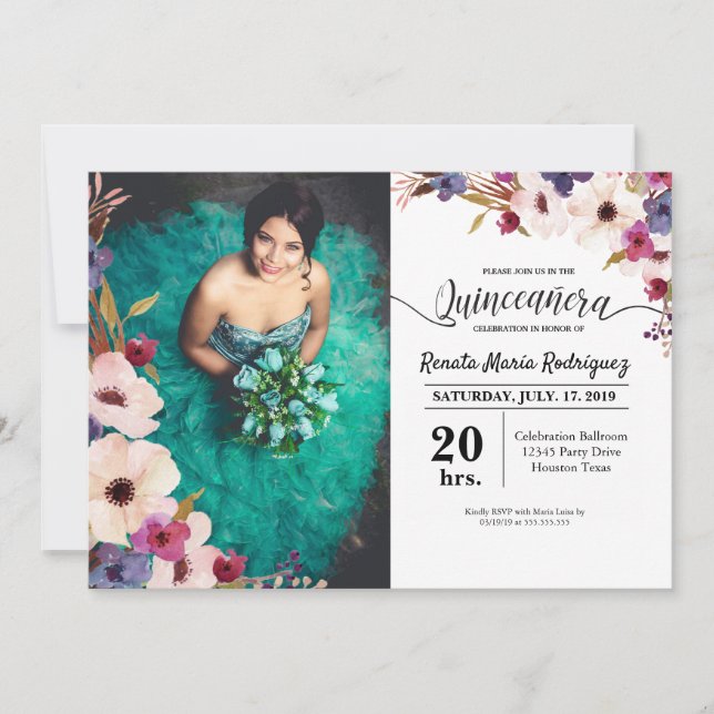 Quinceanera Invitation with Picture (Front)
