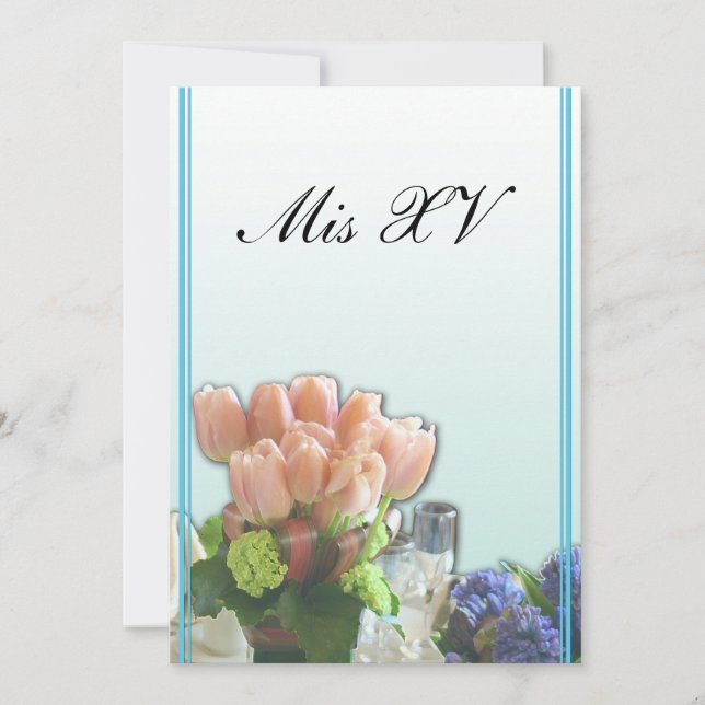 Quinceanera Invitations in Spanish Pastel Blue (Front)