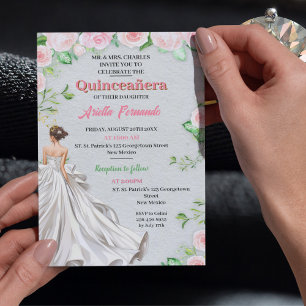 Quinceañera Invitations - Sage & Blush Floral Gold