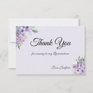 Quinceanera Lavender floral Thank You Card