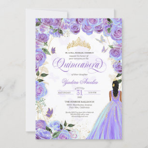 Quinceanera Lavender Purple Elegant Butterfly  Invitation