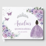 QUINCEAÑERA Lavender Purple Floral Brown Princess Guest Book<br><div class="desc">Cherish your special day for the years to come with a customised guest book. Featuring a quince girl in a purple gown, pretty lavender, lilac purple flowers and purple and silver butterflies. Personalise it with your details easily and quickly, simply press the customise it button to further re-arrange and format...</div>