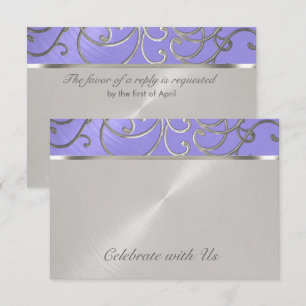 Quinceanera Lavender Purple Silver Filigree Swirls Invitation