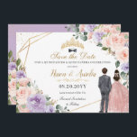 Quinceañera Lilac Blush Floral Twins Boy Girl Save The Date<br><div class="desc">(c) The Happy Cat Studio</div>
