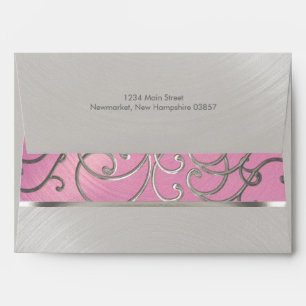 Quinceanera Lilac Pink and Silver Filigree Swirls Envelope