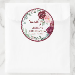 Quinceanera Lilac Purple Floral Round Sticker