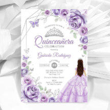 Quinceanera Lilac Purple Silver Dress Floral