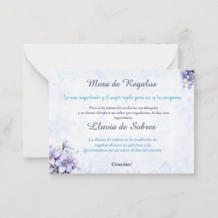 Quinceañera Lluvia de Sobres Flat Note Card