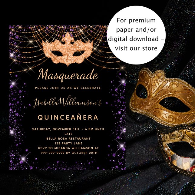 Quinceanera masquerade black budget invitation flyer (Creator Uploaded)