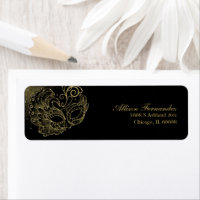 Quinceanera Masquerade Gold Glitter Black