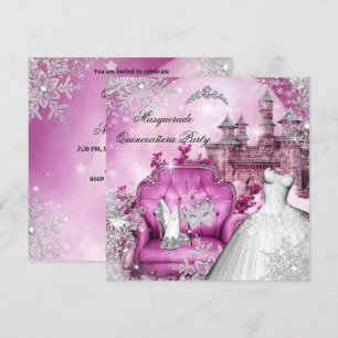 Quinceanera Masquerade Magical Princess Pink Invitation