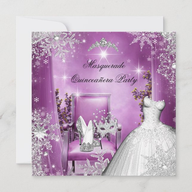 Quinceanera Masquerade Magical Princess Pink Invitation (Front)