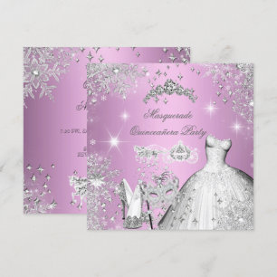 Quinceanera Masquerade Magical Princess Pink Invitation