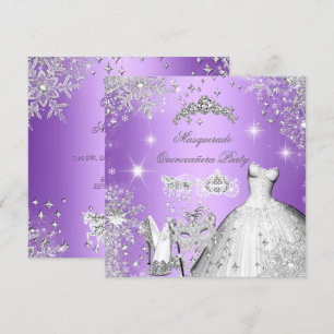 Quinceanera Masquerade Magical Princess Purple Invitation