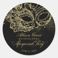 Quinceanera Masquerade Party Gold Black