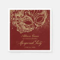 Quinceanera Masquerade Party Gold Burgundy