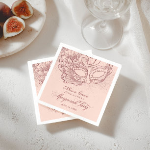 Quinceanera Masquerade Party Rose Gold Pink Napkin
