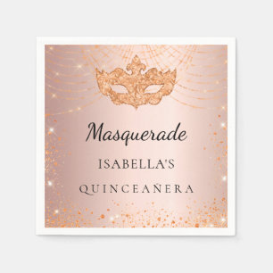 Quinceanera Masquerade rose gold mask Napkin