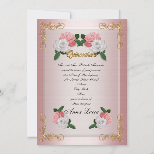 Quinceanera Mass invitation 15th Birthday elegant (Front)