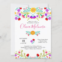 Quinceanera Mexican Fiesta Colourful Floral White