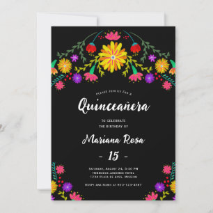 Quinceanera Mexican Fiesta Floral Birthday Invitation