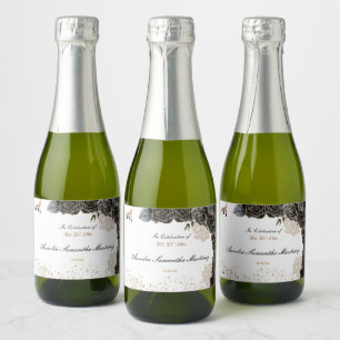 Quinceañera Mini Sparkling Wine  Black and Gold Sparkling Wine Label