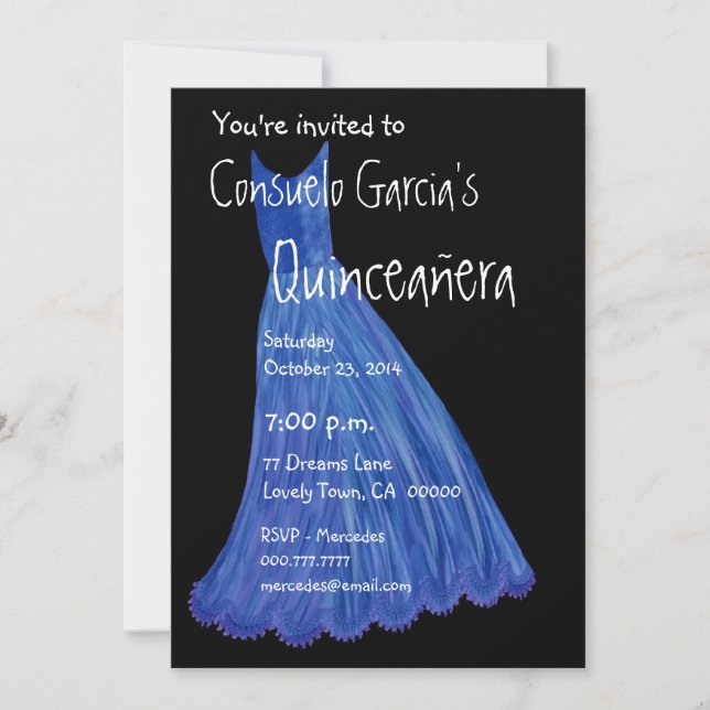 Quinceanera - Mis Quince Anos Blue Dress Template (Front)