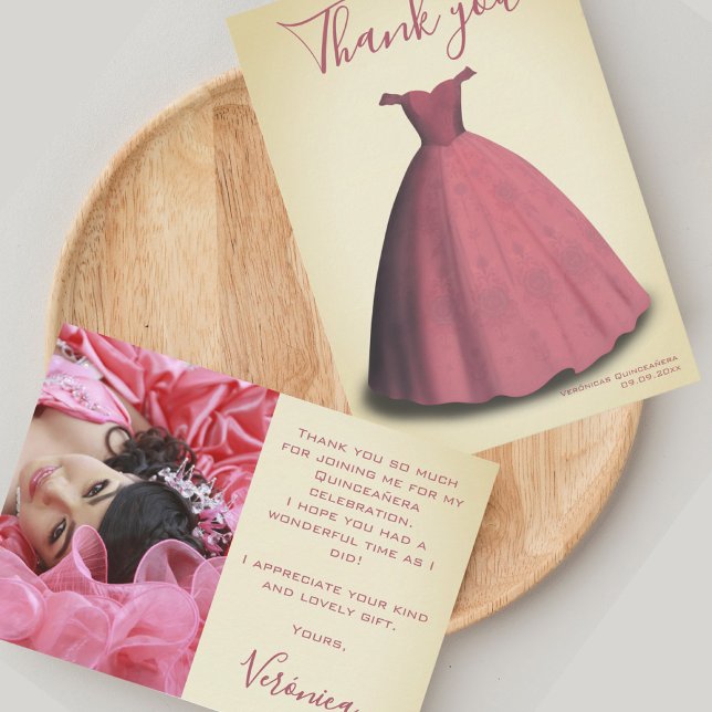 Quinceañera mis quince photo thank you card (Creator Uploaded)