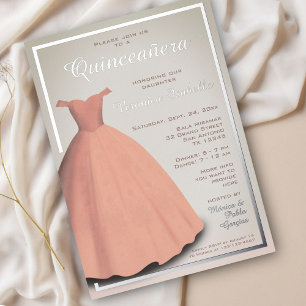 Quinceañera mis quince pink dress Foil Invitation