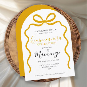  Quinceanera Modern Ribbon Frame Invitation