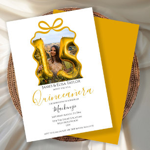  Quinceanera Modern Ribbon Frame Invitation