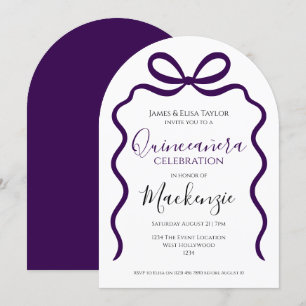  Quinceanera Modern Ribbon Frame Invitation